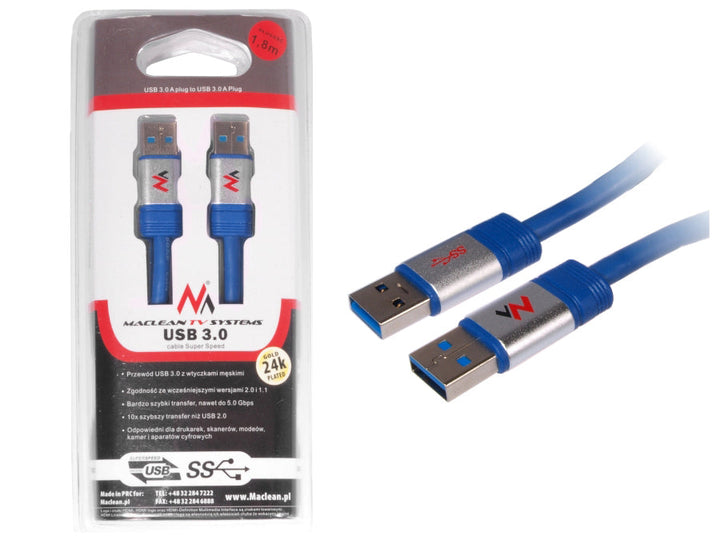Kabel, USB 3.0 AM - AM, 1,8 m, Maclean MCTV-606 blister pakiranje