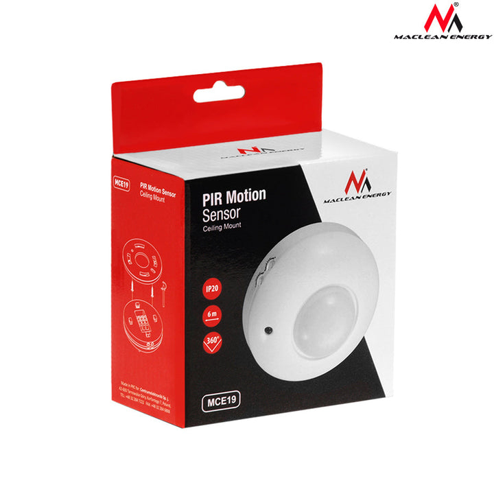 Maclean PIR senzor pokreta, montiran na strop, 1200 W, domet 6 m, MCE19