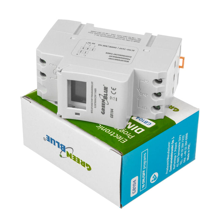 Timer prekidač - GreenBlue GB104 digitalni tajmer za DIN-šinu, 16 programa, max. 240 programa