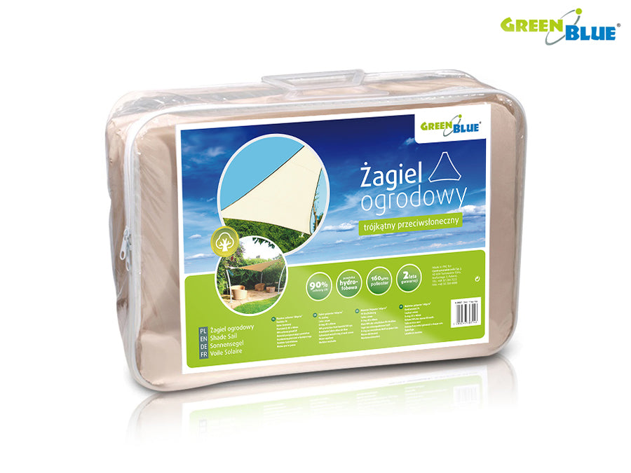 Sjenilo za vrt, UV-otporni poliester, 5 m, trokutasto, GreenBlue GB502, krema