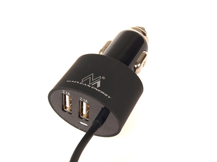 Maclean punjač za automobil, Lightning spiralni, 2xUSB, 5,2 A, 1,8 m, MCE76