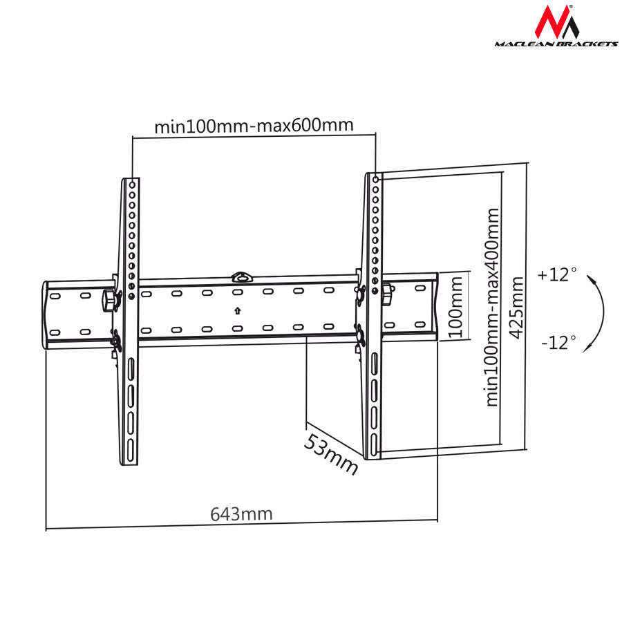 Maclean TV nosač, max. VESA 600x400, 37-85", do 40 kg, MC-668