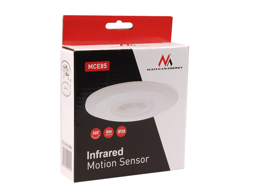 Detector de mișcare Maclean PIR, infraroșu, modern, plat, rază de acțiune 6m, MCE85