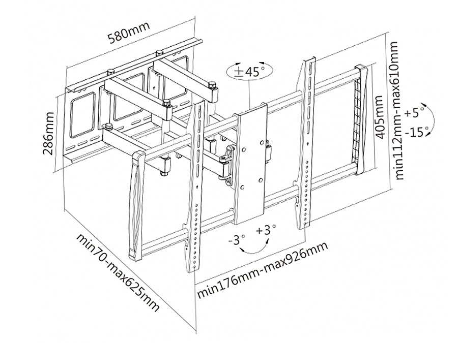Maclean nosač za TV, Max VESA 800×600, 600×900, za ravne i zakrivljene ekrane, 60–100", do 80 kg, MC-679