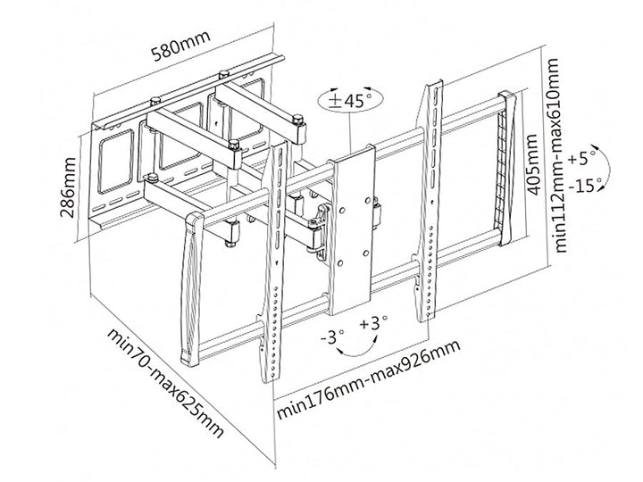 Maclean nosač za TV, Max VESA 800×600, 600×900, za ravne i zakrivljene ekrane, 60–100", do 80 kg, MC-679