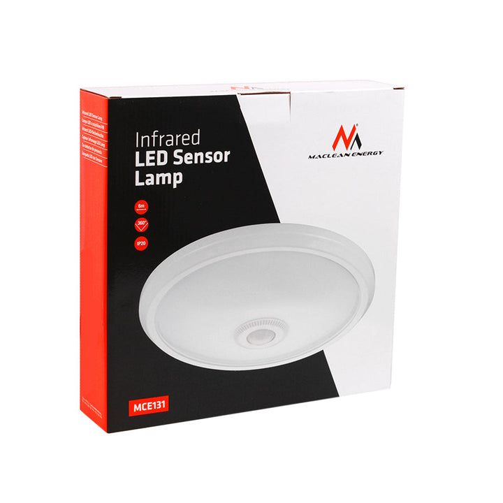 Maclean LED stropna svjetiljka s senzorom pokreta, PIR senzorom, dometom do 6 m, 12 W, neutralno bijela boja (4000 K), MCE131