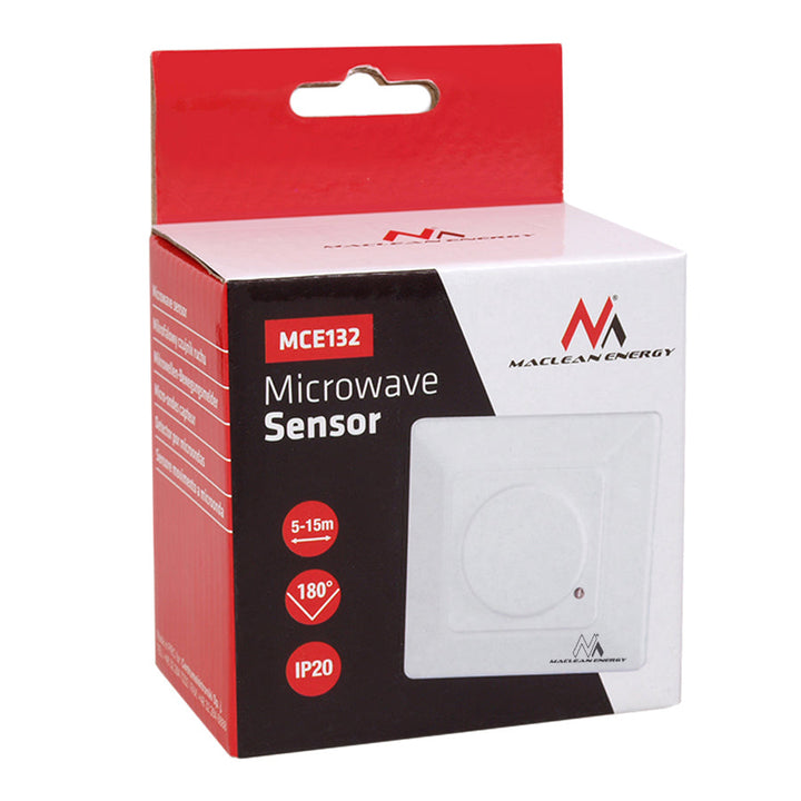 Mikrovalni senzor pokreta za razvodnu kutiju, domet 5–15 m, 1200 W, Maclean MCE132
