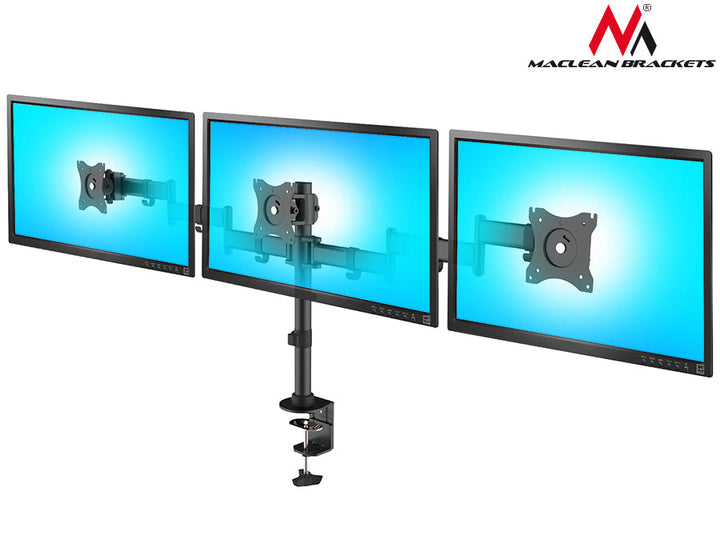 Maclean stolni nosač za 3 LCD monitora, dvostruke ruke, VESA 75x75 i 100x100, 13"-27", 8 kg, MC-691