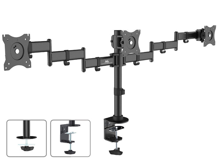 Maclean stolni nosač za 3 LCD monitora, dvostruke ruke, VESA 75x75 i 100x100, 13"-27", 8 kg, MC-691
