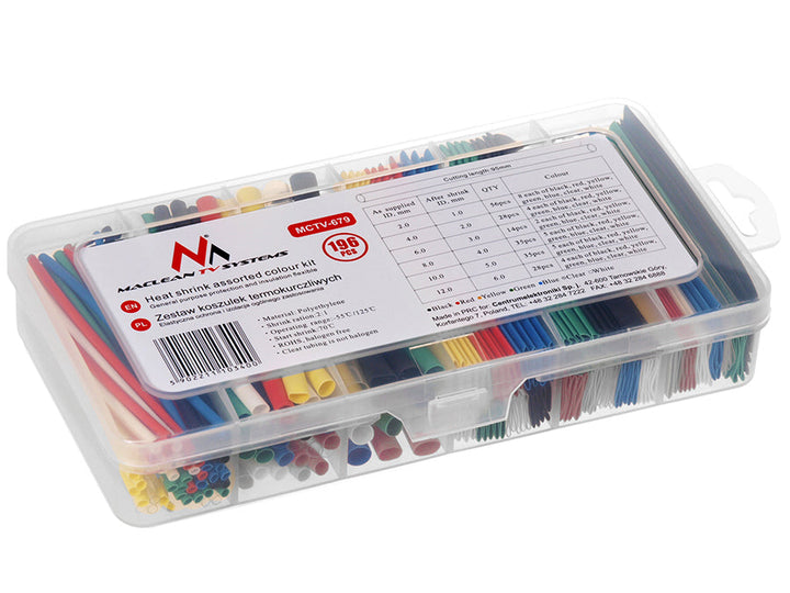 Maclean set toplinski skupljivih navlaka, 7 boja, duljina 95 mm, širine 2 mm, 4 mm, 6 mm, 8 mm, 10 mm, 12 mm, 196 komada, MCTV-679