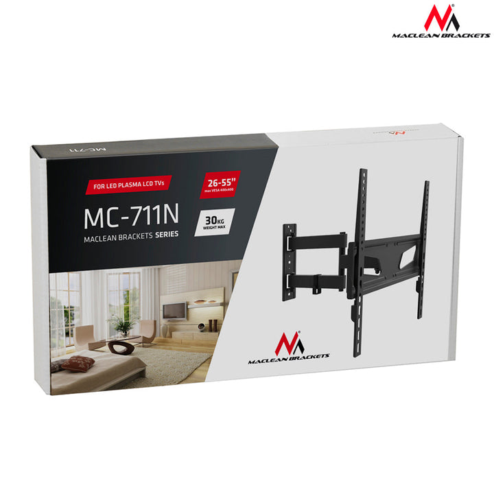Maclean držač za TV, max. VESA 400x400, dugačka ruka odgovara za zakrivljene TV-e, 26-55", 30 kg, MC-711N