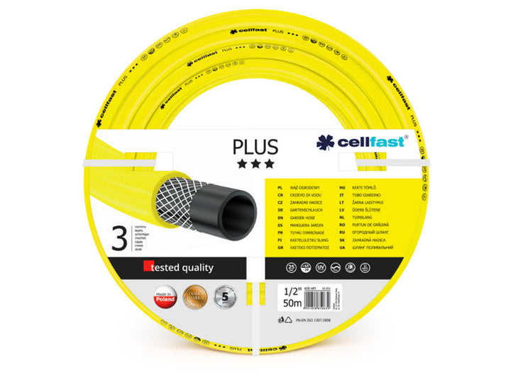 Izdržljiva 3-slojna vrtna crijeva Cellfast Plus, 1/2" (12,7 mm), 50 m