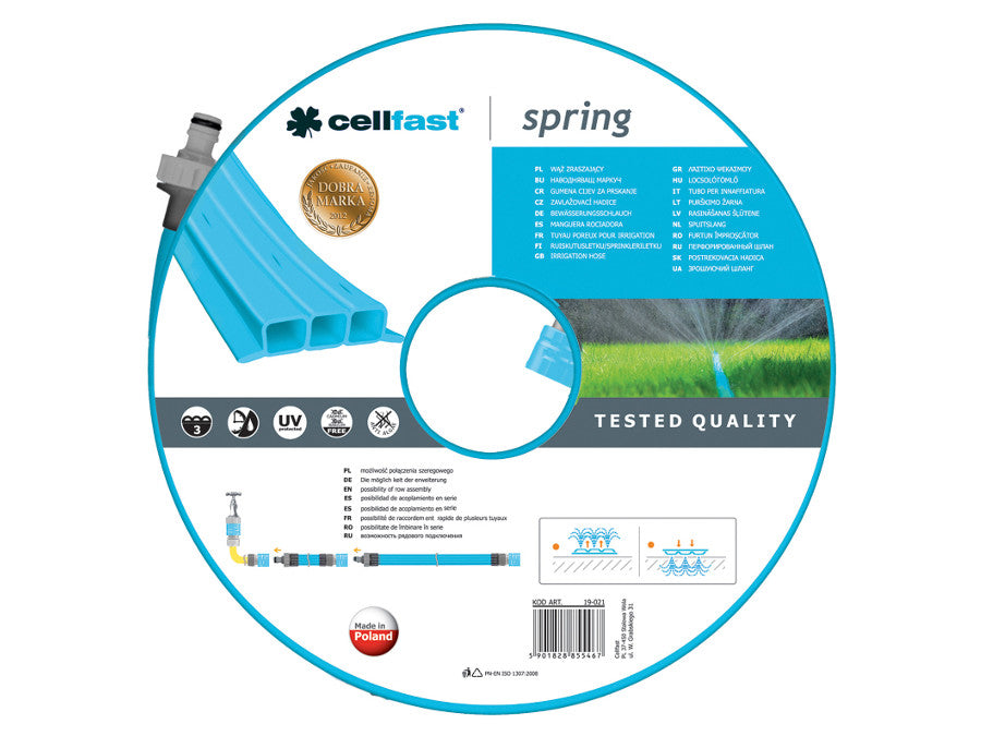 Cellfast Spring 15 m trokanalni vrtni crijevo s raspršivačem