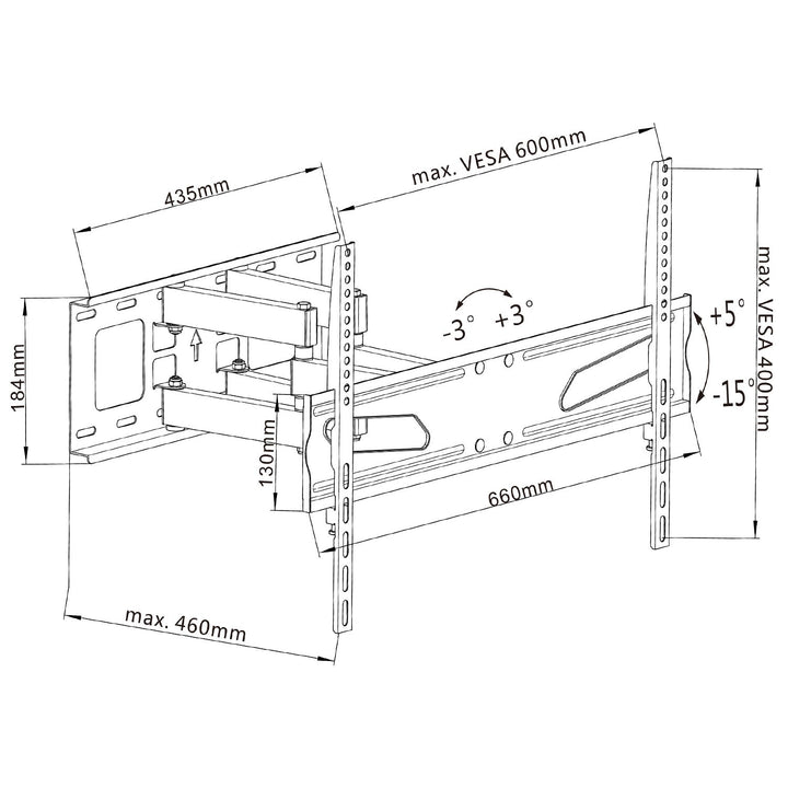 Maclean TV nosač, univerzalni, max. VESA 600x400, 37–80", 45 kg, crni, MC-723 B