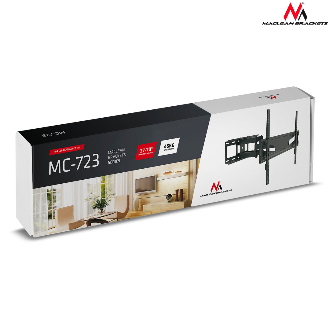 Maclean TV nosač, univerzalni, max. VESA 600x400, 37–80", 45 kg, crni, MC-723 B