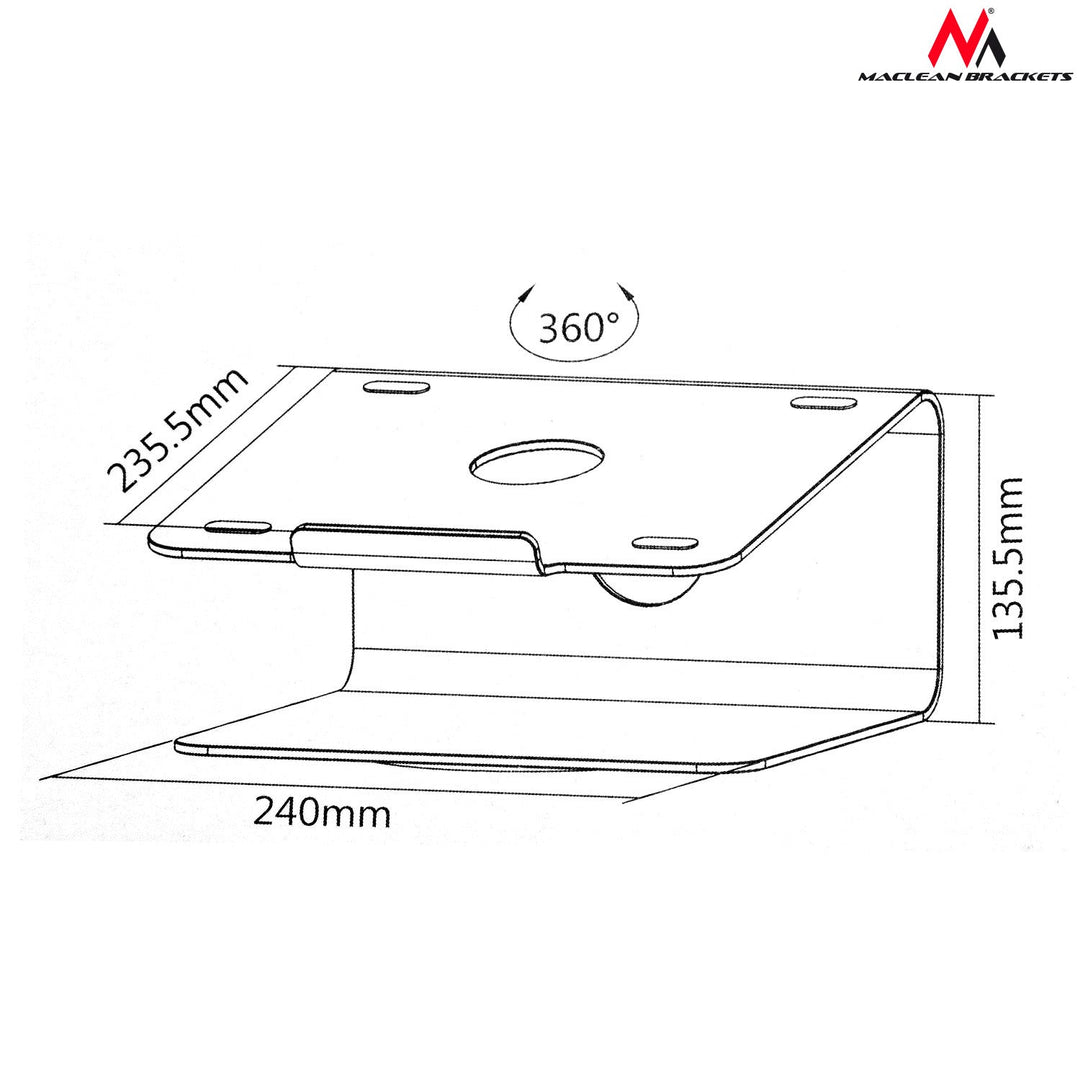 Maclean stalak za laptop, aluminij, srebro, MC-730