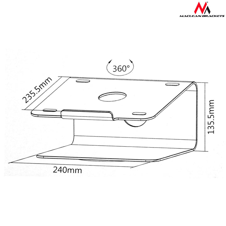 Maclean stalak za laptop, aluminij, srebro, MC-730