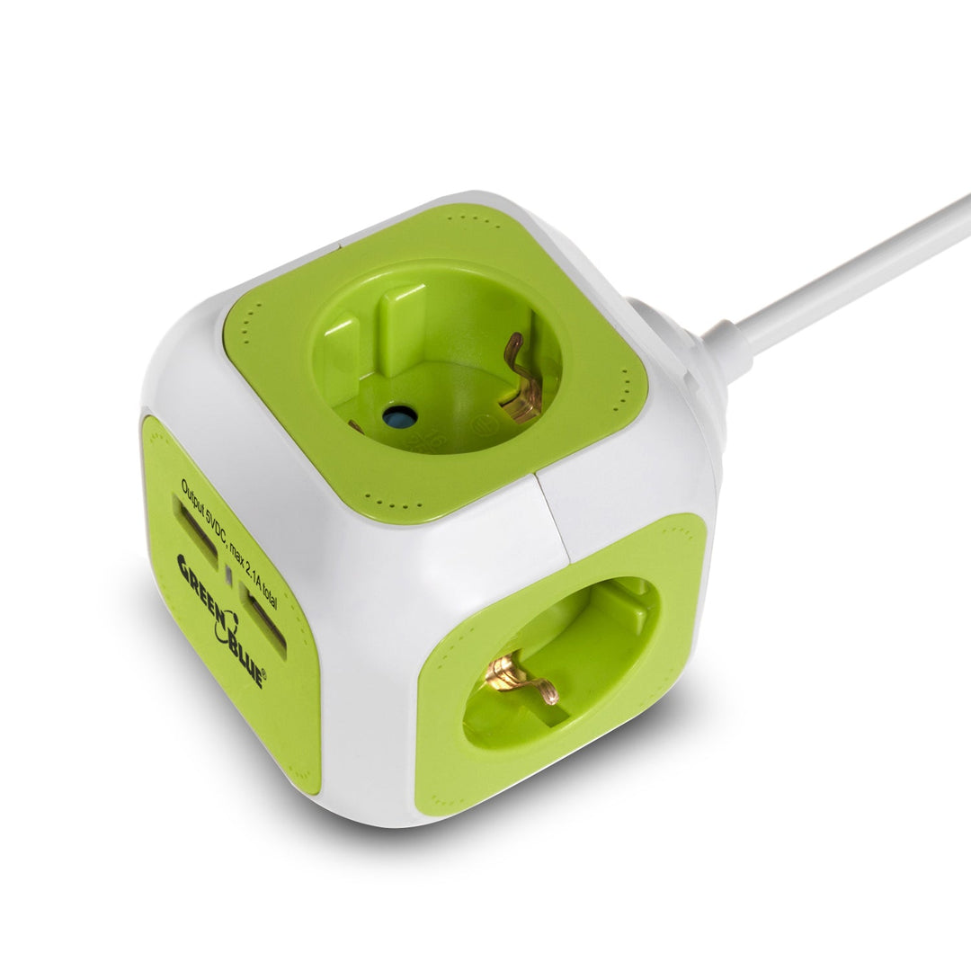 MagicCube četverostruka električna utičnica GreenBlue, 2 USB priključka, 1,4 m, GB118