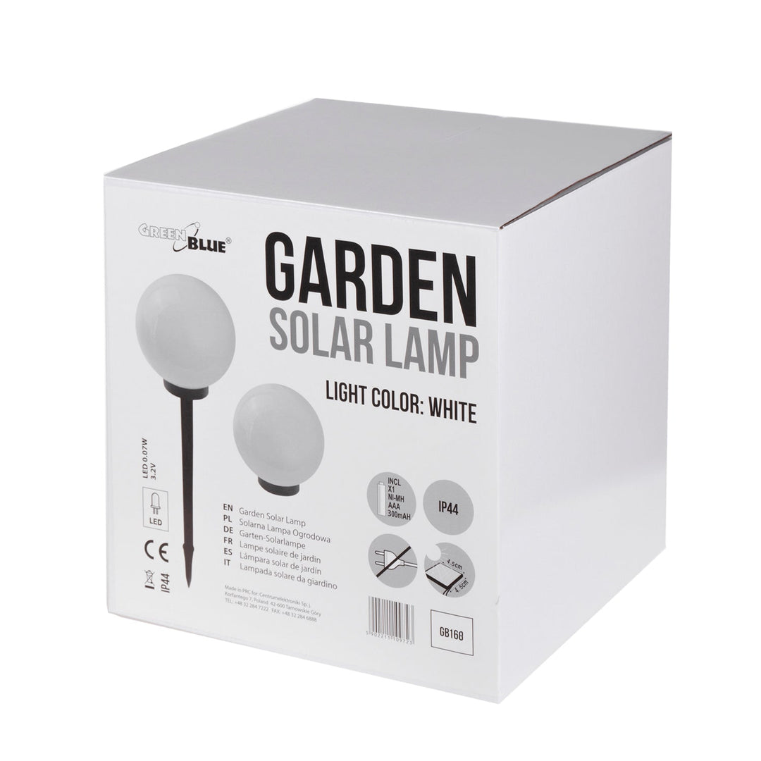 GB168 Samostalna vrtna svjetiljka na solarni pogon – sfera 30x30x63 cm, bijeli LED