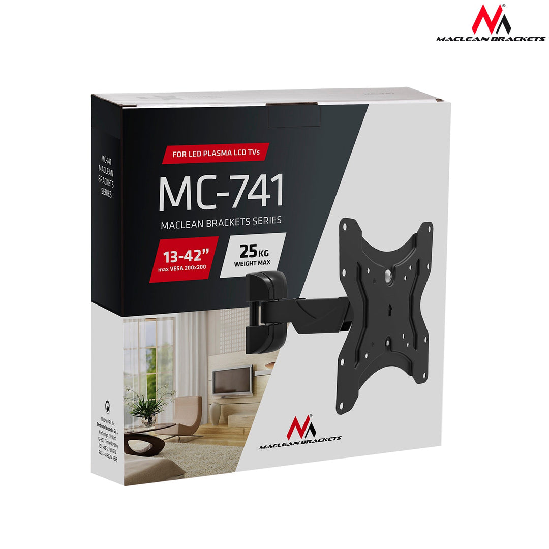 Maclean TV nosač za televizor ili monitor, 13-42", 25 kg, crni, MC-741
