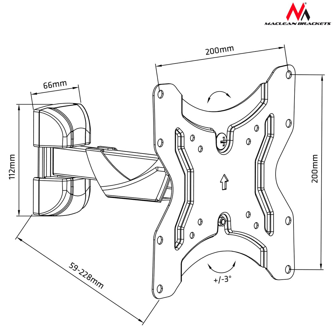 Maclean TV nosač za televizor ili monitor, 13-42", 25 kg, crni, MC-741