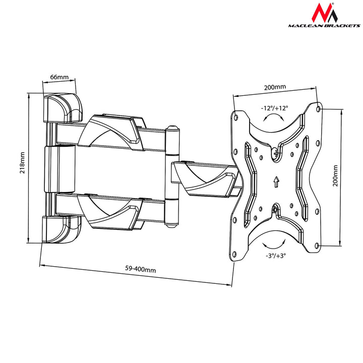Maclean TV nosač za televizor ili monitor, 13-55", 30 kg, crni, MC-742
