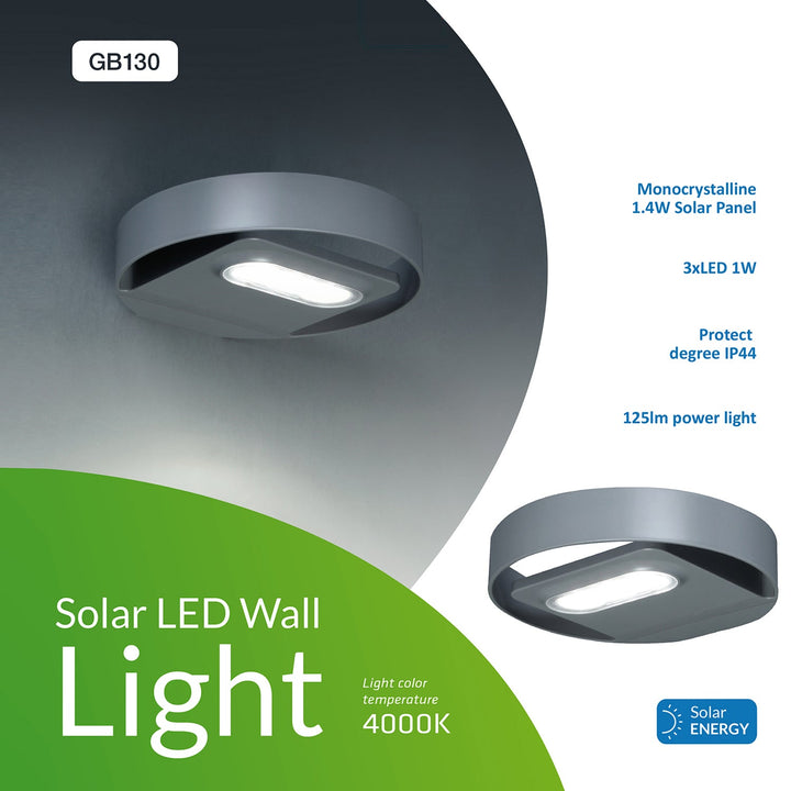 GreenBlue GB130 LED 3W okrugla solarna zidna lampa
