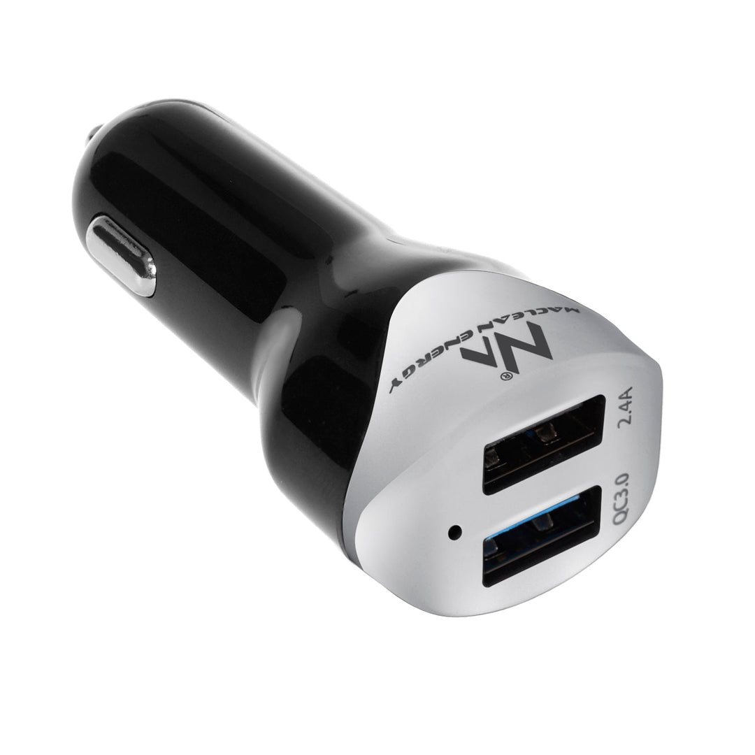 Punjač za automobil, max. 4,8 A, 2x USB, Maclean Energy MCE157, Qualcomm Quick Charge QC 3.0, plus kabel od 1,5 m, srebrena