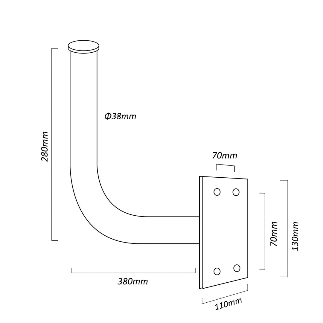 Suport pentru antenă satelit cu perete dublu sau balcon - 38cm Maclean MCTV-551