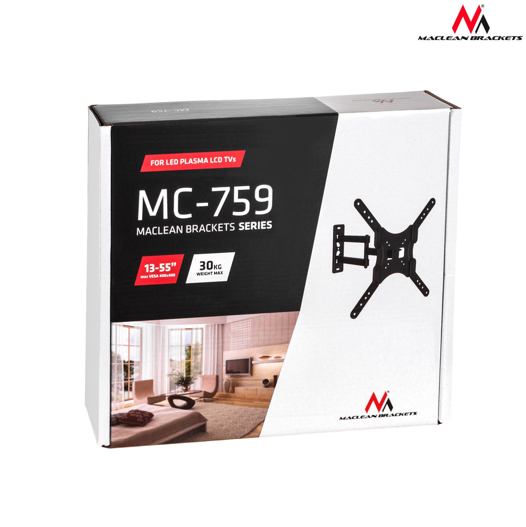 Maclean nosač za TV ili monitor, univerzalni, max. VESA 400x400, 13-60", 30 kg, crni, MC-759