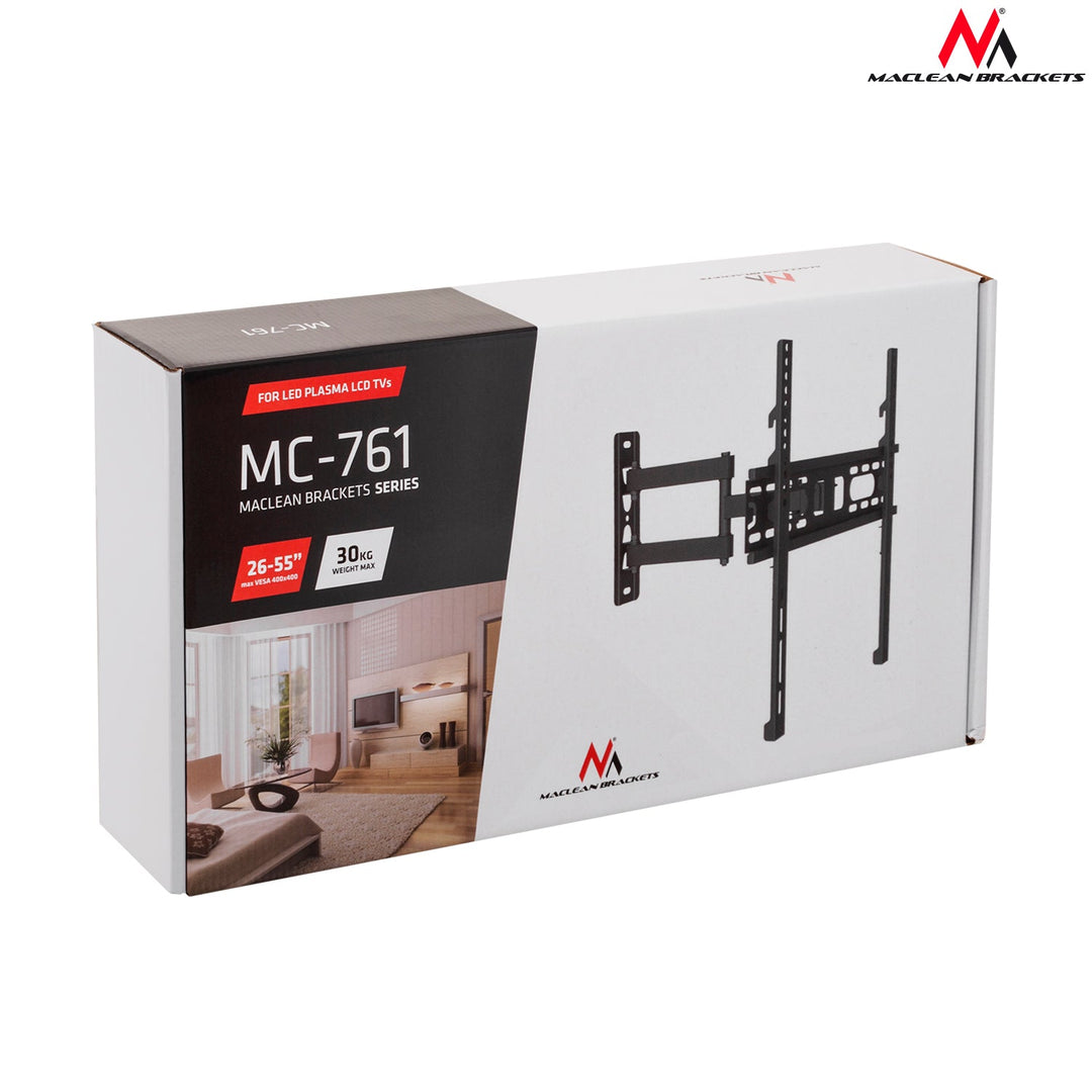 Maclean držač za TV ili monitor, univerzalni, max. VESA 400x400, 26-60", 30 kg, crni, MC-761