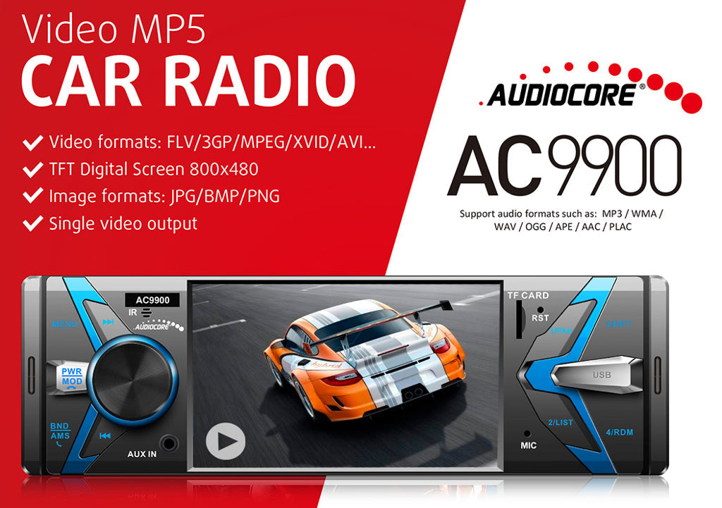 Audiocore AC9900 MP5 AVI DivX Bluetooth hands-free automobilski radio s daljinskim upravljačem
