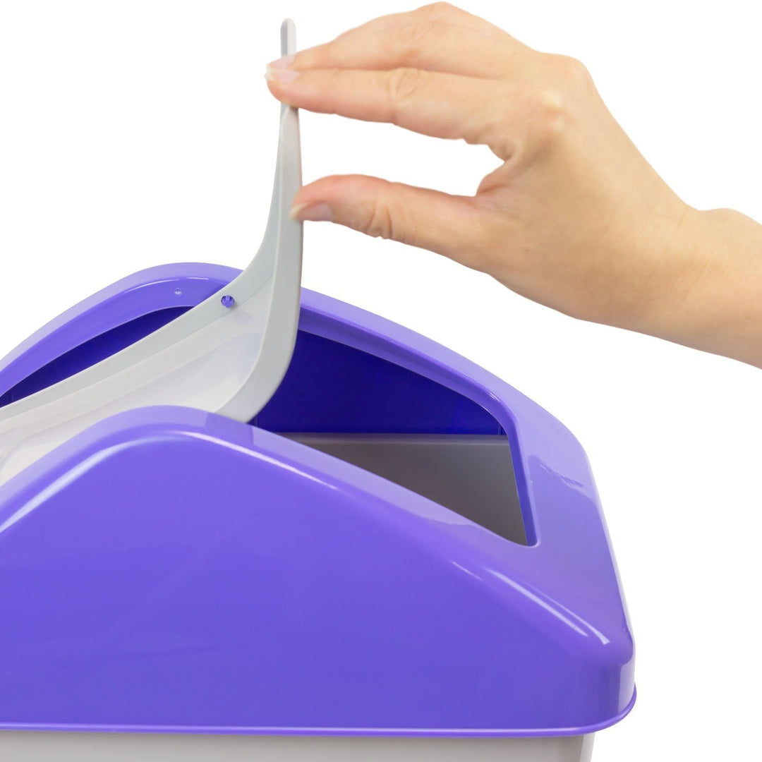 Coș de gunoi BranQ cu capac rabatabil din plastic gri/violet