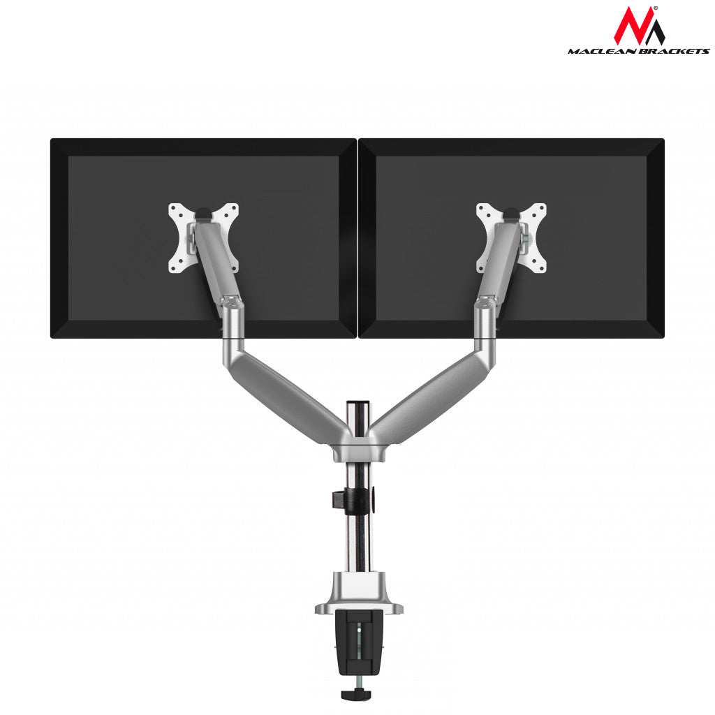 Maclean MC-766 suport de birou pentru două monitoare cu arc USB 3.0 13"-32" 9kg