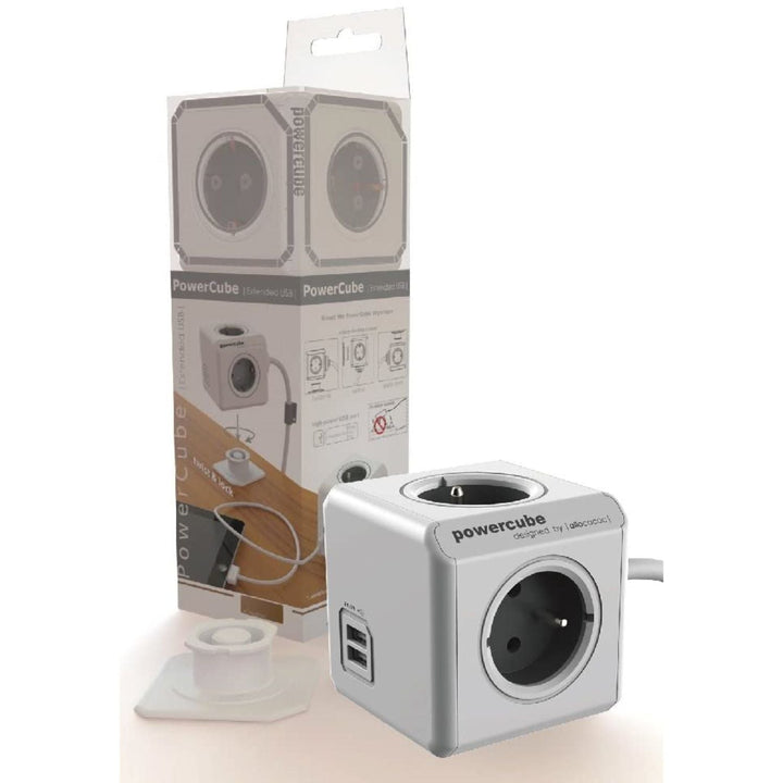Cablu prelungitor USB PowerCube extins 3m gri 4 prize + 2x USB