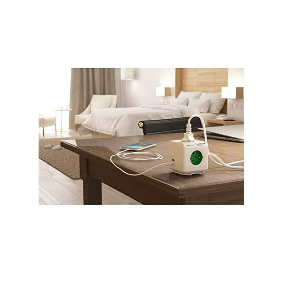 Cablu prelungitor USB PowerCube extins 3m gri 4 prize + 2x USB