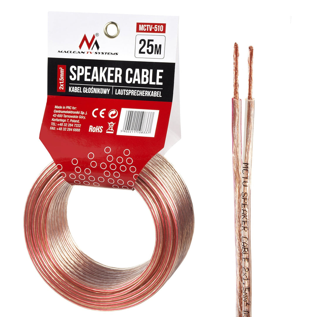 Kabela za zvučnike 2*1,5 mm² / 48*0,20 CCA 3,5*7,0 mm Maclean MCTV-510
