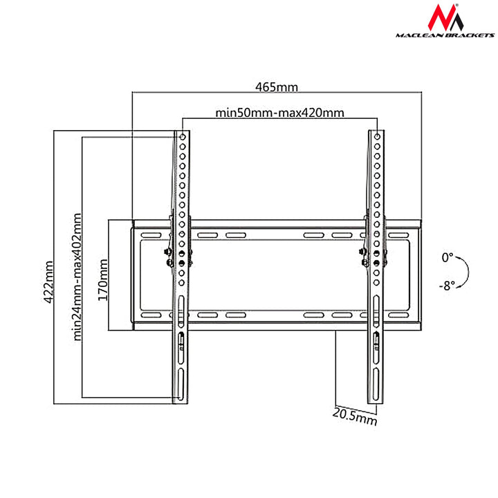 Montaža za TV od 32 do 55 inča, maks. VESA 400×400, 35 kg, Maclean MC-774