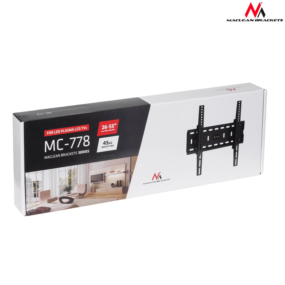 Držač za TV od 26 do 65 inča, max. 45 kg, VESA 400x400, crna