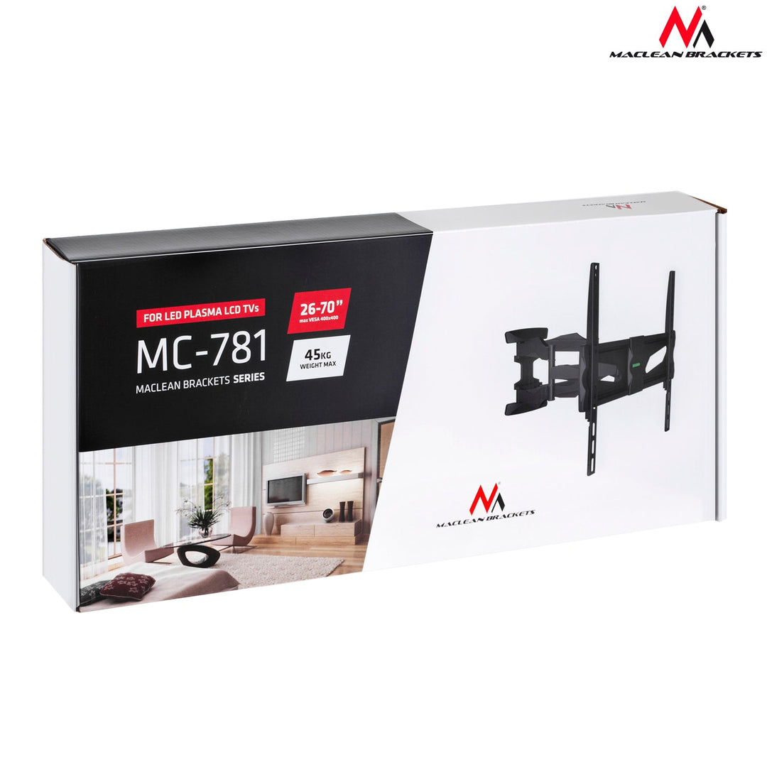 Maclean TV nosač, max. VESA 400x400, 26-70", do 45 kg, crni, MC-781