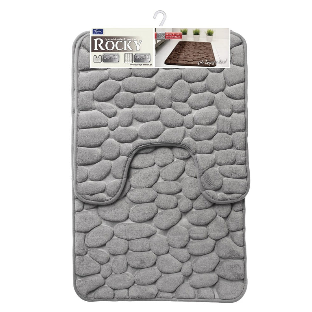 Set 2 covorase de baie Rocky, 80 x 50 cm, 50 x 50 cm, gri
