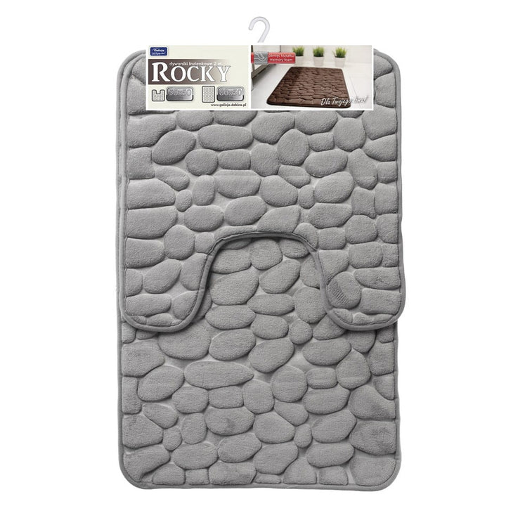 Set 2 covorase de baie Rocky, 80 x 50 cm, 50 x 50 cm, gri