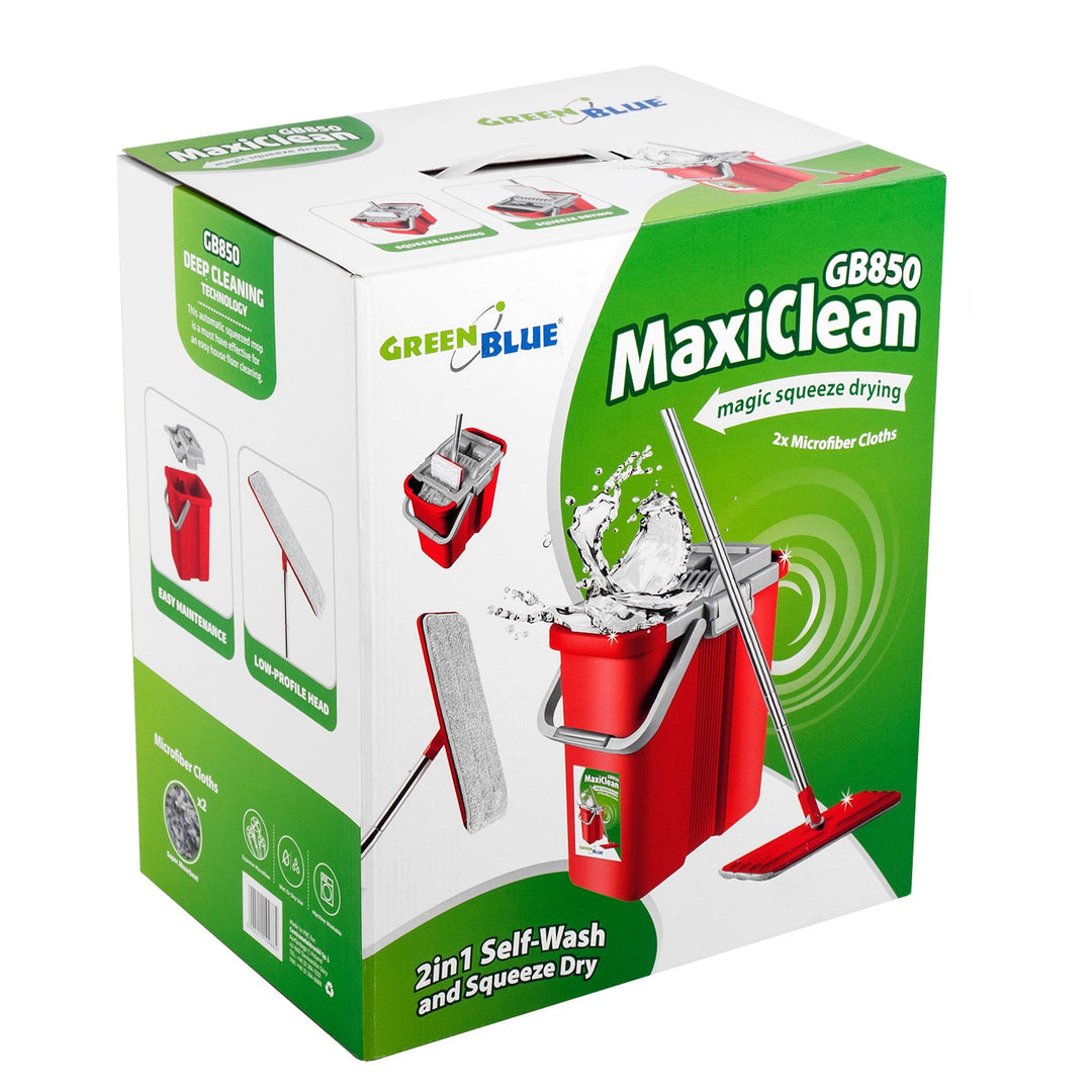 Pljosnati mop s kantom i cjedilicom GreenBlue MaxiClean GB850 + dvije HQ mikrovlaknaste podloge