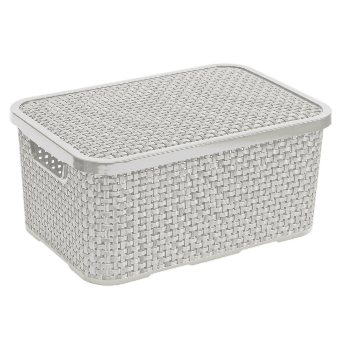 Coș de ratan cu capac BranQ 19L gri material: plastic