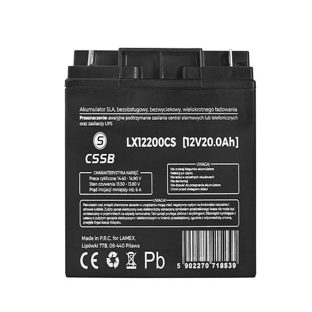 LX12200 12V 20Ah gel baterija Dimenzije: 74 x 164 x 178 mm