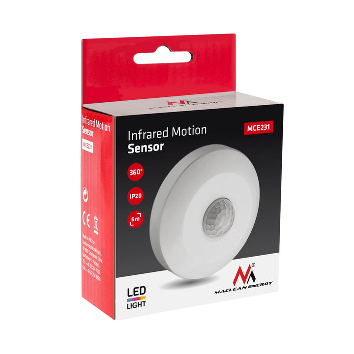 Maclean Energy MCE231 stropni PIR senzor pokreta, max. 100 W (LED), domet 6 m