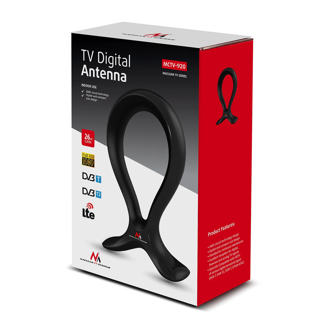 Ugrađena 2-u-1 televizijska antena + držač za slušalice HDTV DVB-T/T2 HEVC LTE 100 dBμV