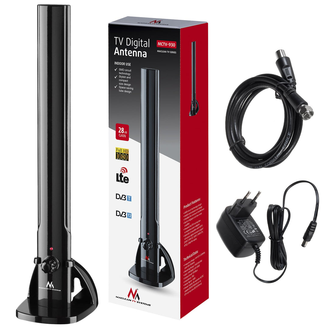 Unutrašnja antena HDTV DVB-T2 HEVC LTE DAB FM pojačalo 100 dBμV digitalna televizija