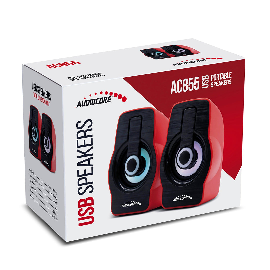 6W USB računalni zvučnici crno/crveni Audiocore AC855 R