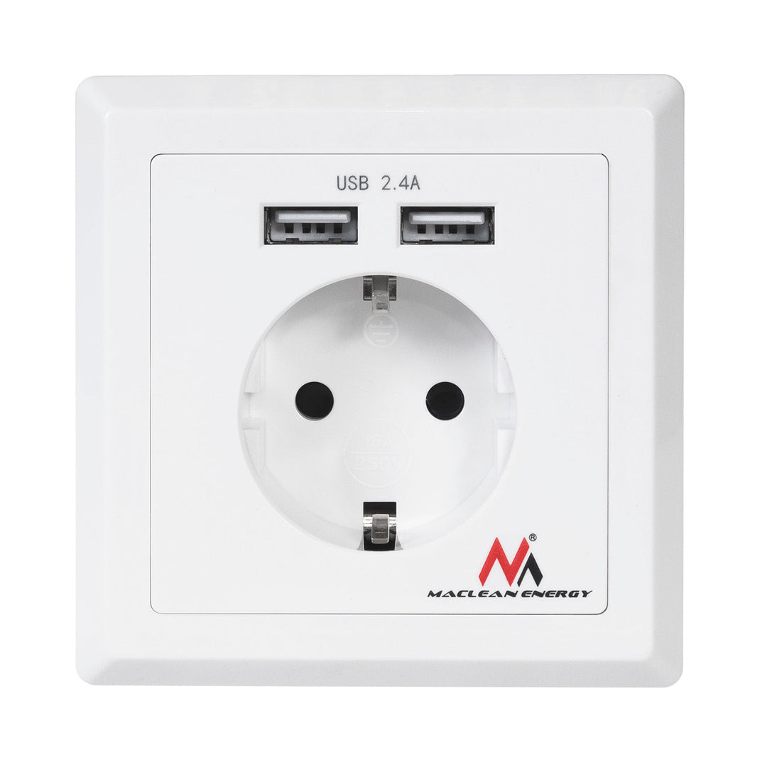 Schuko utičnica Zidna utičnica s 2x USB 2.4A priključka za punjenje 2x USB utičnice USB Schuko sigurnosni priključak ...